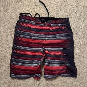 Sonoma Red and Black Striped Men's Swim Shorts